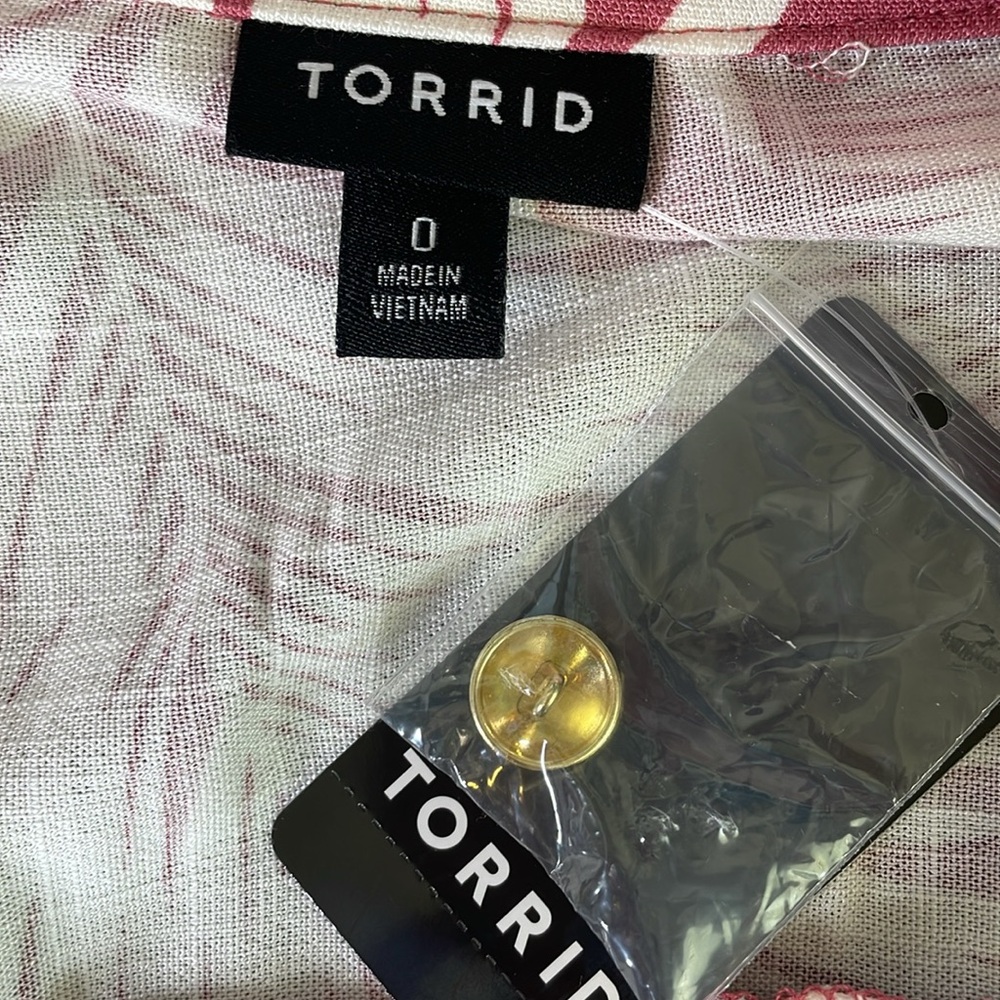 Torrid Shaded Palms Mini Rayon Slub Button Front Collared Dress Rose Size Large - Picture 8 of 13